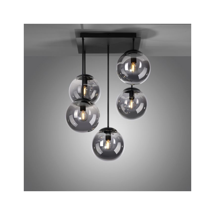 JUST LIGHT. 14602-18 - Lustra ar stieni WIDOW 5xE14/25W/230V melna