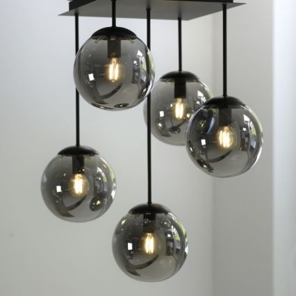 JUST LIGHT. 14602-18 - Lustra ar stieni WIDOW 5xE14/25W/230V melna