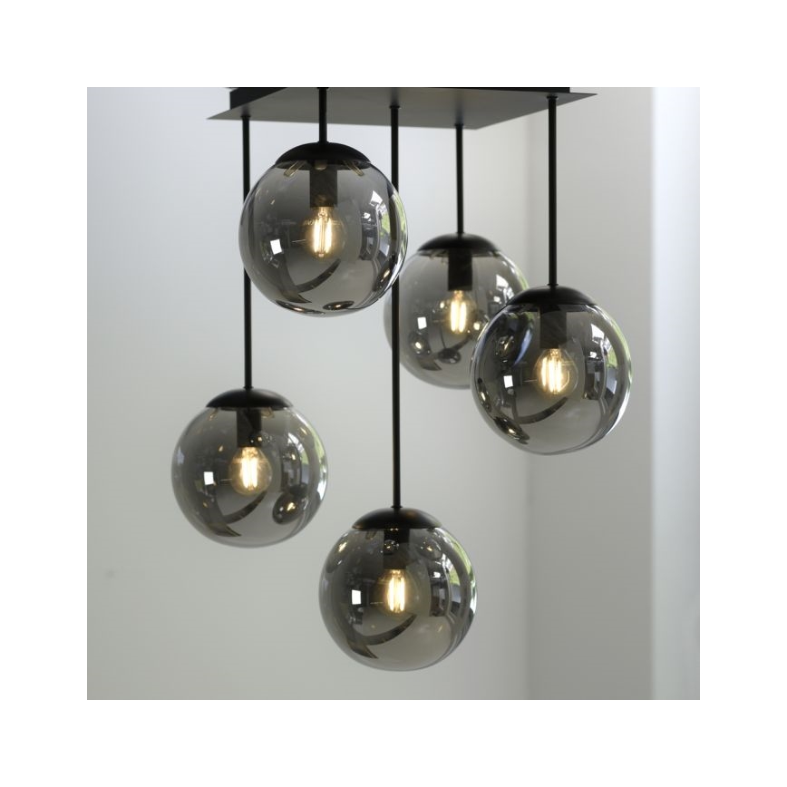 JUST LIGHT. 14602-18 - Lustra ar stieni WIDOW 5xE14/25W/230V melna