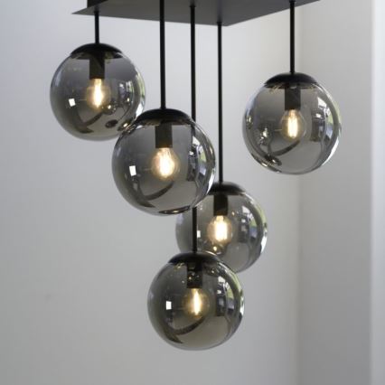 JUST LIGHT. 14602-18 - Lustra ar stieni WIDOW 5xE14/25W/230V melna