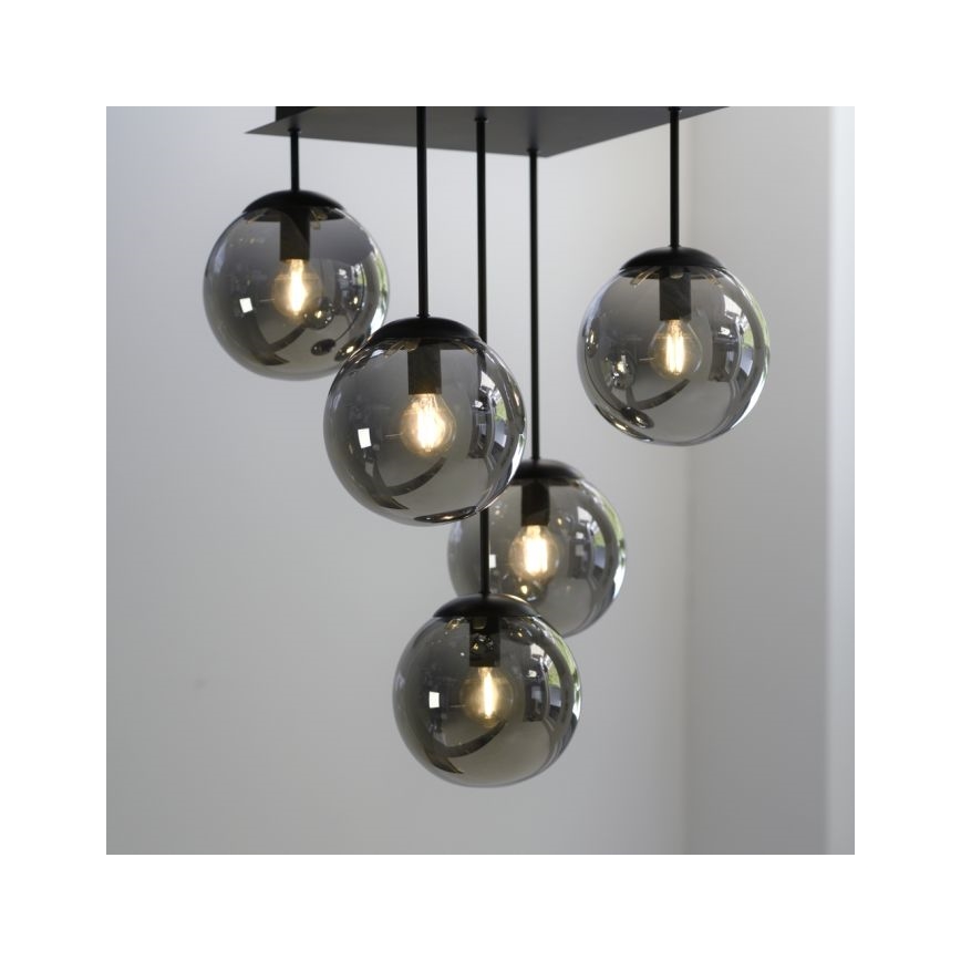 JUST LIGHT. 14602-18 - Lustra ar stieni WIDOW 5xE14/25W/230V melna