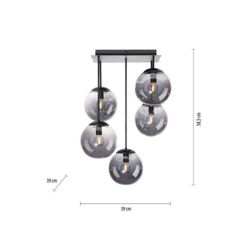 JUST LIGHT. 14602-18 - Lustra ar stieni WIDOW 5xE14/25W/230V melna