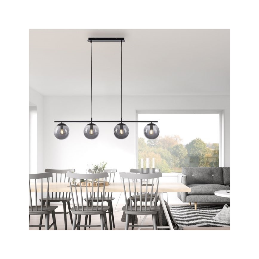 JUST LIGHT. 14604-18 - Lustra ar auklu WIDOW 4xE14/25W/230V melna