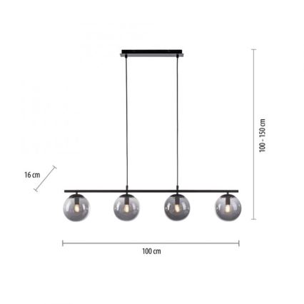 JUST LIGHT. 14604-18 - Lustra ar auklu WIDOW 4xE14/25W/230V melna