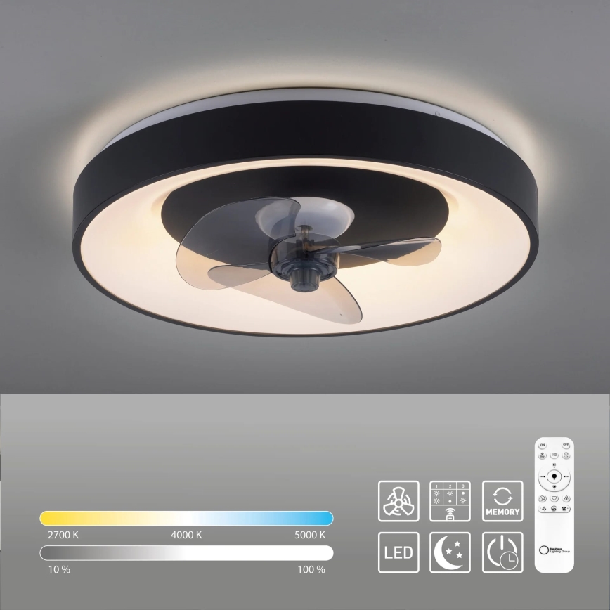 JUST LIGHT. 14644-18 - LED Aptumšojama griestu lampa ar ventilatoru VENIKA LED/36W/230V d. 48,6 cm 2700-5000K + tālvadības pults