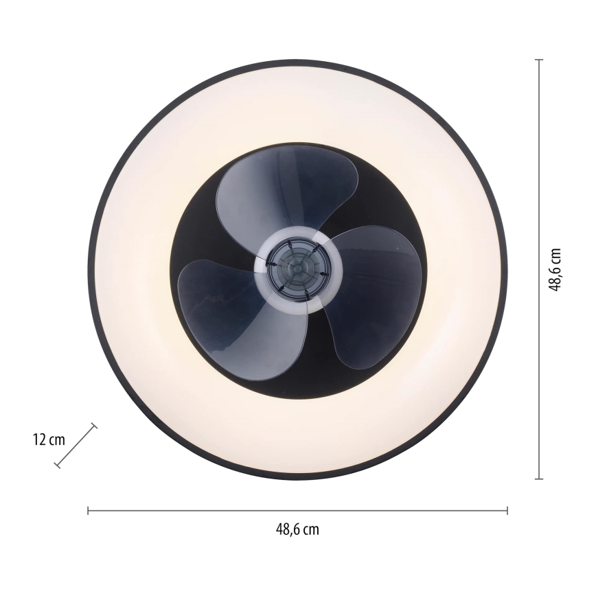 JUST LIGHT. 14644-18 - LED Aptumšojama griestu lampa ar ventilatoru VENIKA LED/36W/230V d. 48,6 cm 2700-5000K + tālvadības pults