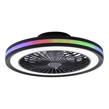 JUST LIGHT. 14649-18 - LED RGBW Regulējams griestu ventilators ar gaismu BRANDON LED/36W/230V 2700-5000K diametrs 46,5 cm melns + tālvadības pults