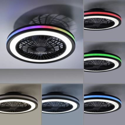 JUST LIGHT. 14649-18 - LED RGBW Regulējams griestu ventilators ar gaismu BRANDON LED/36W/230V 2700-5000K diametrs 46,5 cm melns + tālvadības pults