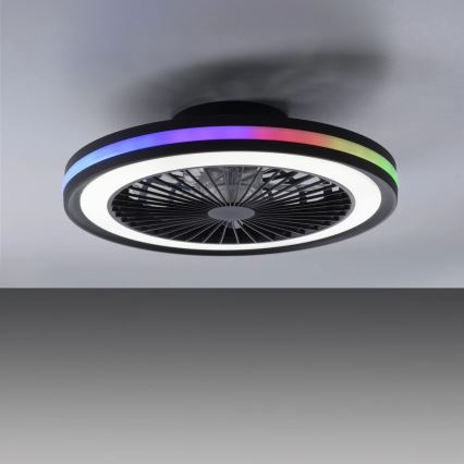 JUST LIGHT. 14649-18 - LED RGBW Regulējams griestu ventilators ar gaismu BRANDON LED/36W/230V 2700-5000K diametrs 46,5 cm melns + tālvadības pults