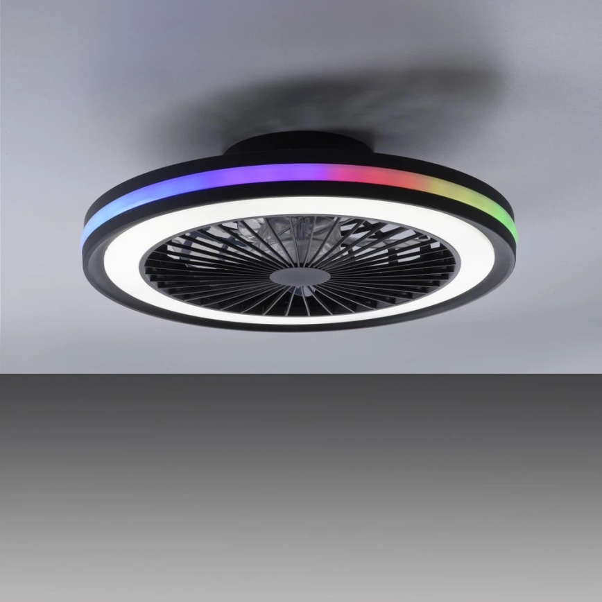 JUST LIGHT. 14649-18 - LED RGBW Regulējams griestu ventilators ar gaismu BRANDON LED/36W/230V 2700-5000K diametrs 46,5 cm melns + tālvadības pults
