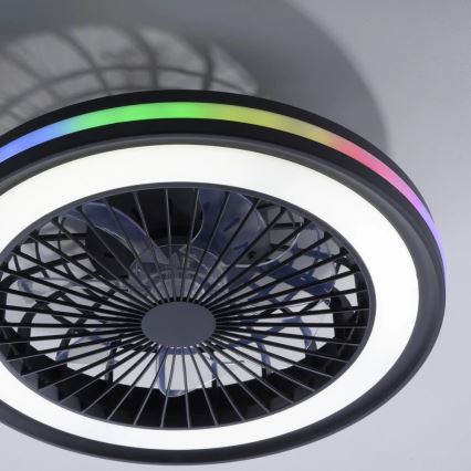 JUST LIGHT. 14649-18 - LED RGBW Regulējams griestu ventilators ar gaismu BRANDON LED/36W/230V 2700-5000K diametrs 46,5 cm melns + tālvadības pults