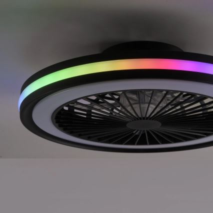 JUST LIGHT. 14649-18 - LED RGBW Regulējams griestu ventilators ar gaismu BRANDON LED/36W/230V 2700-5000K diametrs 46,5 cm melns + tālvadības pults