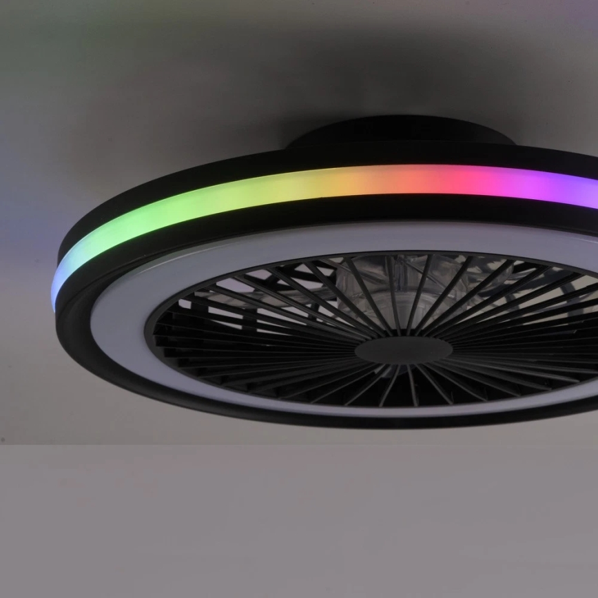 JUST LIGHT. 14649-18 - LED RGBW Regulējams griestu ventilators ar gaismu BRANDON LED/36W/230V 2700-5000K diametrs 46,5 cm melns + tālvadības pults
