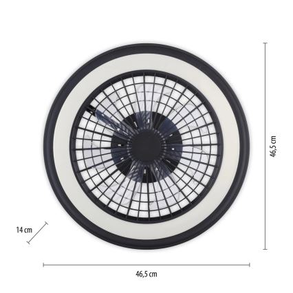 JUST LIGHT. 14649-18 - LED RGBW Regulējams griestu ventilators ar gaismu BRANDON LED/36W/230V 2700-5000K diametrs 46,5 cm melns + tālvadības pults