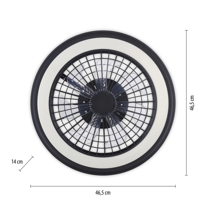 JUST LIGHT. 14649-18 - LED RGBW Regulējams griestu ventilators ar gaismu BRANDON LED/36W/230V 2700-5000K diametrs 46,5 cm melns + tālvadības pults
