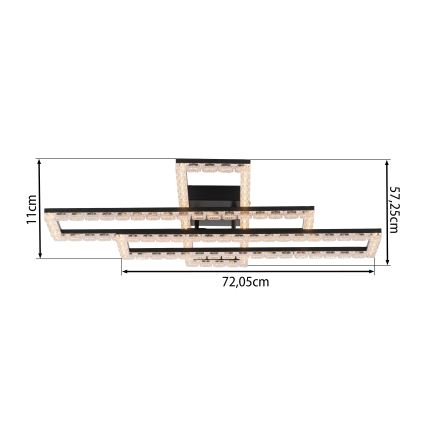 JUST LIGHT. 14733-18 - LED griestu lampa GLITRA LED/35W/230V 57x72 cm melna