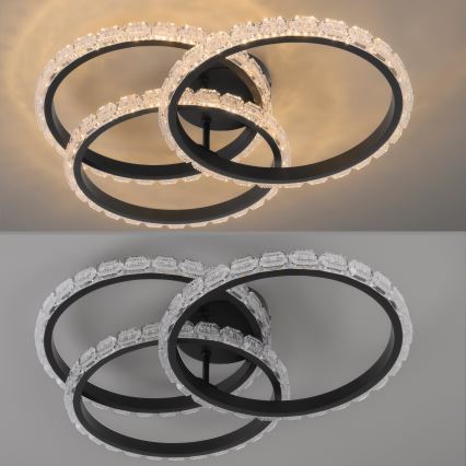 JUST LIGHT. 14734-18 - LED griestu gaismeklis GLITRA LED/37W/230V Ø 50 cm melns