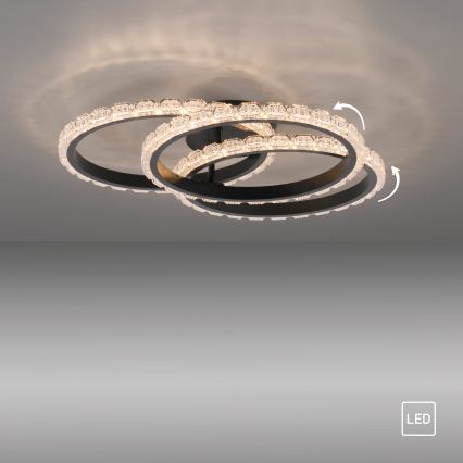 JUST LIGHT. 14734-18 - LED griestu gaismeklis GLITRA LED/37W/230V Ø 50 cm melns