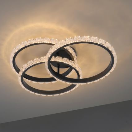 JUST LIGHT. 14734-18 - LED griestu gaismeklis GLITRA LED/37W/230V Ø 50 cm melns