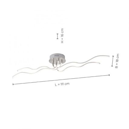 JUST LIGHT. 15126-55 - LED Virsapmetuma lustra WAVE LED/29,4W/230V matēts hroms