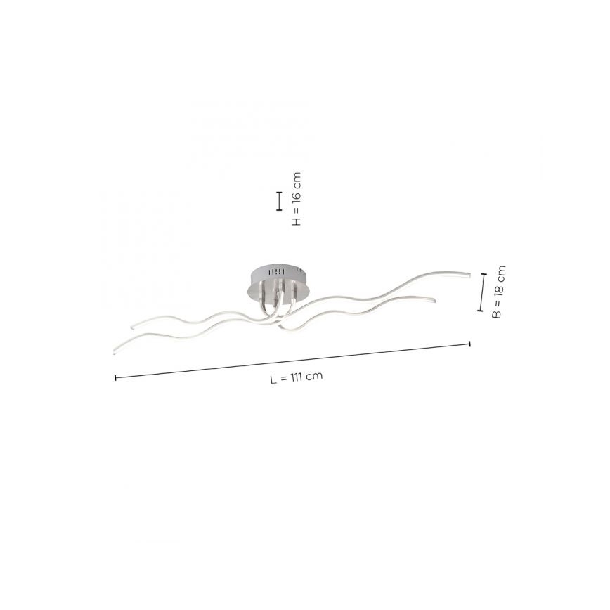 JUST LIGHT. 15126-55 - LED Virsapmetuma lustra WAVE LED/29,4W/230V matēts hroms