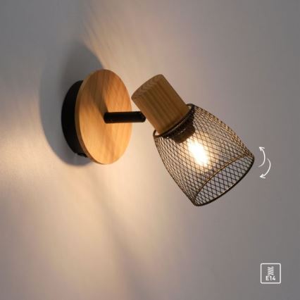 JUST LIGHT. 15191-79 - Sienas starmetis TAMIS 1xE14/10W/230V priede