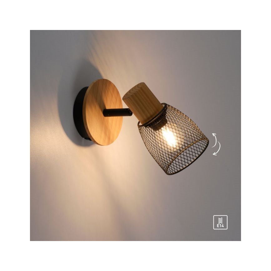 JUST LIGHT. 15191-79 - Sienas starmetis TAMIS 1xE14/10W/230V priede