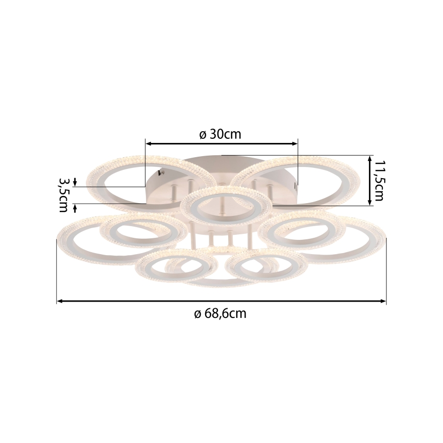 JUST LIGHT. 15268-16 - LED griestu lampa CRYSTALLO LED/48,5W/230V Ø 68,6 cm balta