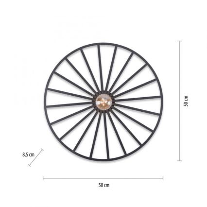JUST LIGHT. 15636-18 - Griestu lampa SPIKE 1xE27/40W/230V d. 50 cm melna