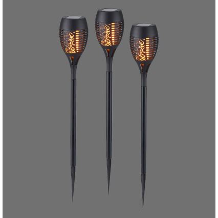 JUST LIGHT. 19106-18-3 - KOMPLEKTS 3x LED Saules enerģijas lampa FACKEL LED/0,24W/1,2V 200 mAh IP44 melna