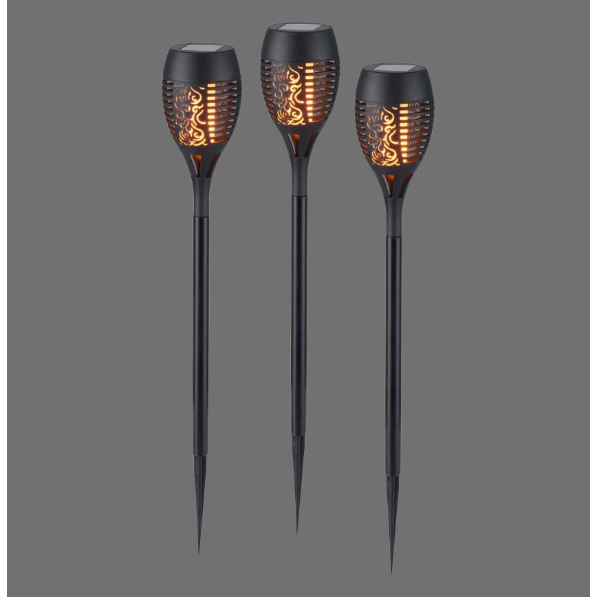 JUST LIGHT. 19106-18-3 - KOMPLEKTS 3x LED Saules enerģijas lampa FACKEL LED/0,24W/1,2V 200 mAh IP44 melna
