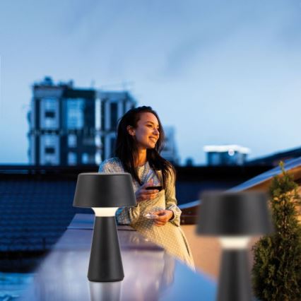 JUST LIGHT. 19260-18 - LED Aptumšojama skārienvadāma āra lampa ABERA LED/3W/3,7V 2000 mAh USB IP54 melna