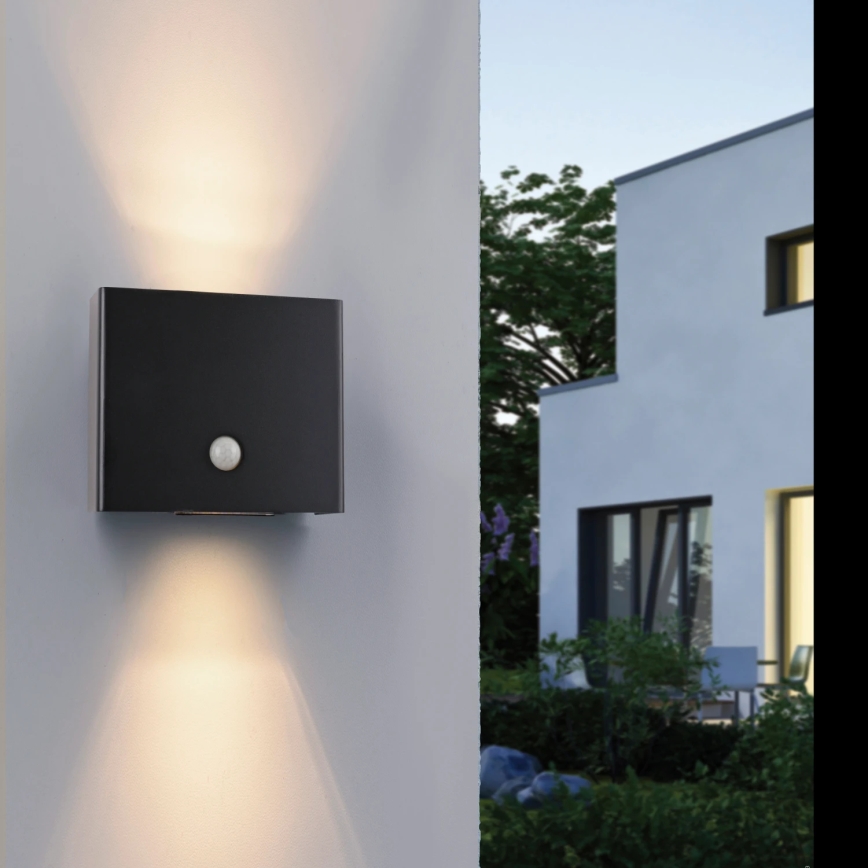 JUST LIGHT. 19471-18 - LED Āra sienas lampa ar sensoru AMIN 2xLED/1,25W/3,7V 4400mAh IP44 melna