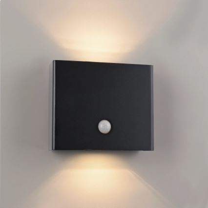 JUST LIGHT. 19471-18 - LED Āra sienas lampa ar sensoru AMIN 2xLED/1,25W/3,7V 4400mAh IP44 melna