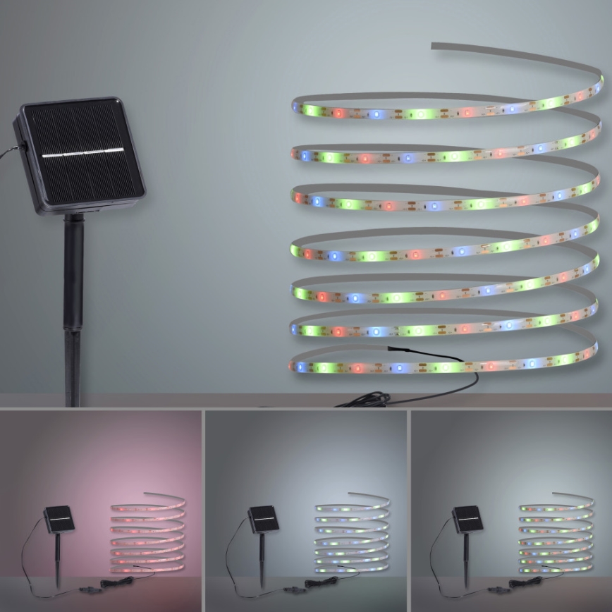 JUST LIGHT. 19971-18 - RGB LED saules lente TEANIA LED/3,7V 5 m 1200 mAh IP44 melna