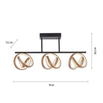 JUST LIGHT. 6245-18 - LED Aptumšojama virsapmetuma lustra LOOP 3xLED/11W/230V 2700-5000K + tālvadības pults