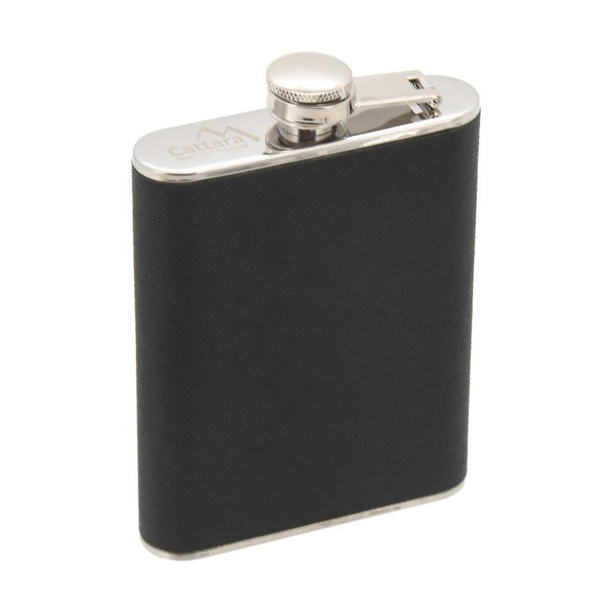 Kabatas flakons ar cigāru futrālīti 175 ml melna