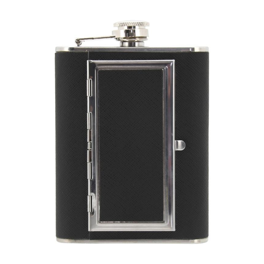 Kabatas flakons ar cigāru futrālīti 175 ml melna