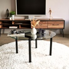 Kafijas galdiņš BALANCE 42x75 cm melna/caurspīdīga