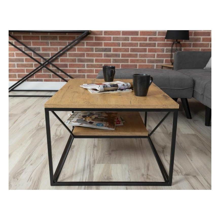 Kafijas galdiņš BASICLOFT 40x80 cm melns/brūns