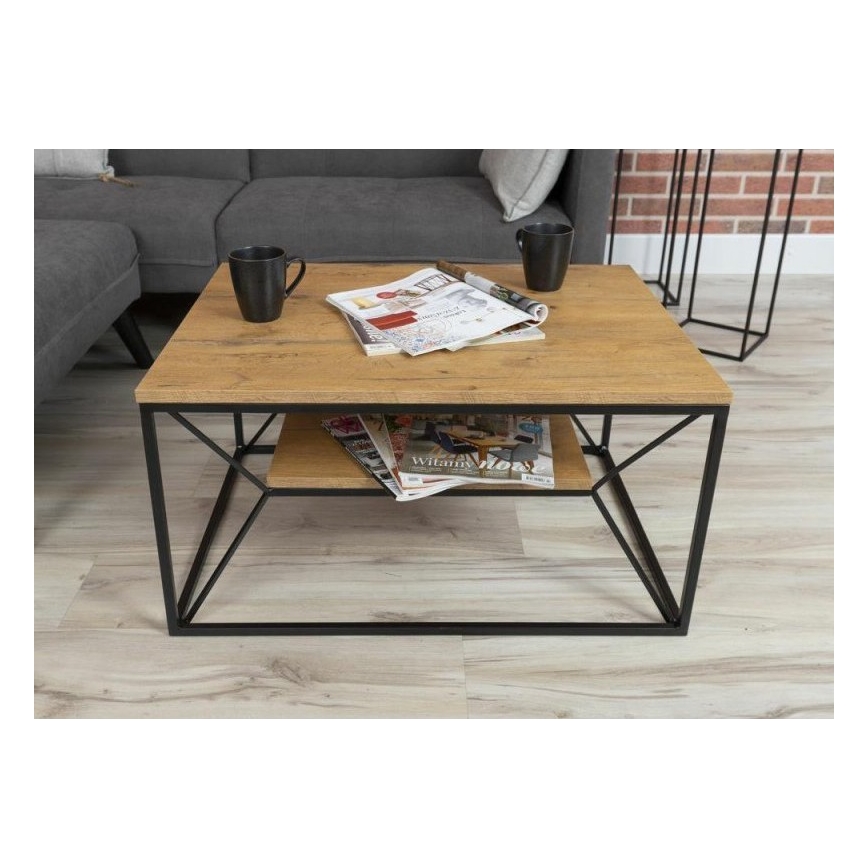 Kafijas galdiņš BASICLOFT 40x80 cm melns/brūns