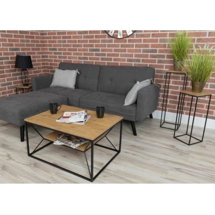 Kafijas galdiņš BASICLOFT 40x80 cm melns/brūns