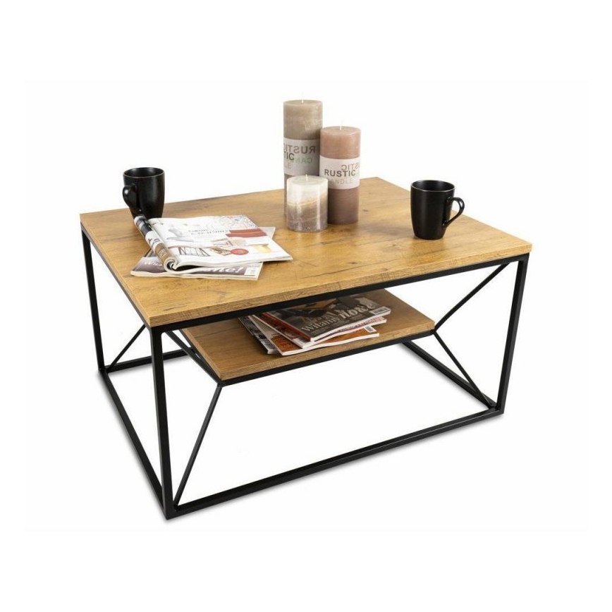 Kafijas galdiņš BASICLOFT 40x80 cm melns/brūns