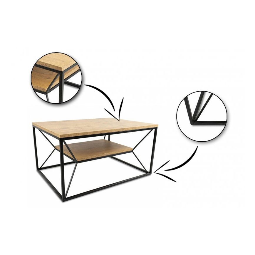 Kafijas galdiņš BASICLOFT 40x80 cm melns/brūns
