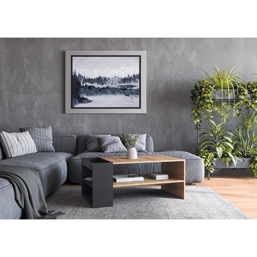 Kafijas galdiņš BELA 100x42 cm ozols artisan/antracīts