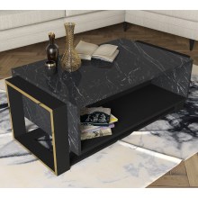 Kafijas galdiņš BIANCO 40,4x106,4 cm melns/zelta