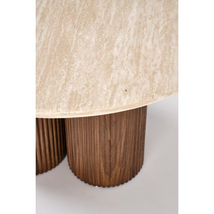 Kafijas galdiņš CALDO ar diametru 80 cm, brūns/bēšs