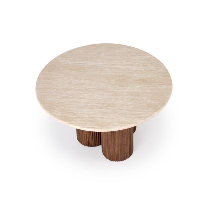 Kafijas galdiņš CALDO ar diametru 80 cm, brūns/bēšs