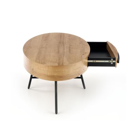 Kafijas galdiņš ar atvilktni CAROLINA 41x120 cm zelta ozols/melns