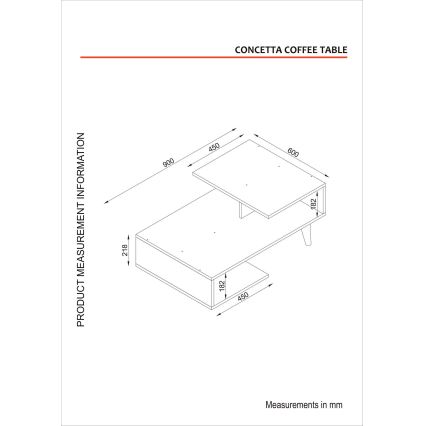 Kafijas galdiņš CONCETTA 40x90 cm balts